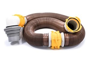 lot 2532 image: Camco 39625 Revolution 20 Sewer Hose Kit with 360 Degree Swivel Fittings and 4-in1 Elbow Adapter, Ready to Use Kit with Hose and Adapter, Black