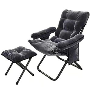 lot 2533 image: Cooskin Lazy Living Room Chair with Ottoman Soft and Comfortable Lounge Chair with Armrest Side Pocket, Modern Reclining Living Room Chair (Black)