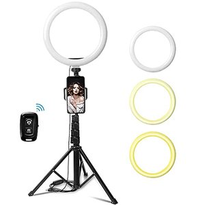 lot 2544 image: 10 Selfie Ring Light for Live StreamMakeupTikTokYouTube Video, Dimmable Ringlight with Extendable Tripod Stand and Phone Holder LED Circle Lights