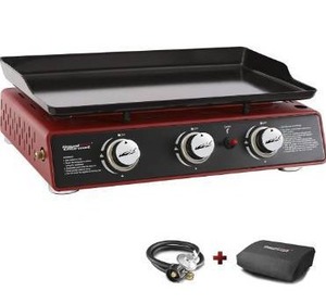 lot 2567 image: Royal Gourmet PD1301R 24-Inch 3-Burner Portable Table Top Gas Grill Griddle, 25,500 BTUs, Red