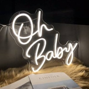 lot 2577 image: Large Neon Sign,Oh baby Warmwhite Led Neon Sign,Neon Light for Bachelorette Party Birthday Wedding Engagement Party Bar Pub Club Wall Hanging Decoration
