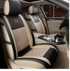 lot 2512 image: FREESOO Car Seat Cover Leather, 2 Front Seats Covers (Khaki Black-2PCS)