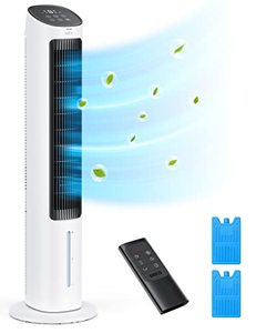 lot 2457 image: Dreo Evaporative Air Cooler, 40 Cooling Fan with 80° Oscillating, Humidifying, Removable Water Tank, Filter, Ice Packs, Remote Control, 3 Speeds, 7H Timer, Personal Swamp Cooler for Room Home Office