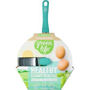 lot 2488 image: GreenLife Diamond 11 Frypan with Lid Turquoise
