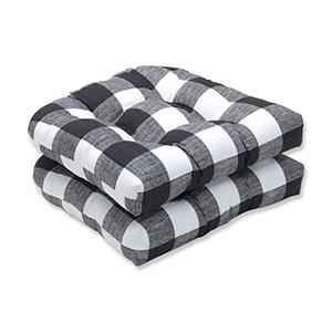 lot 2602 image: Pillow Perfect OutdoorIndoor Anderson Matte Tufted Seat Cushions (Round Back), 19 x 19, Black 2 Count