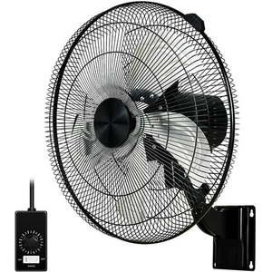 lot 2623 image: 18 Inch Household Commercial Wall Mount Fan 90 Degree Horizontal Oscillation 5 Speed Settings Black 1-Pack