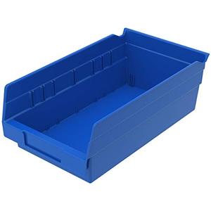 lot 2624 image: Akro-Mils 30130 Plastic Nesting Shelf Bin Box, (12-Inch x 6-12-Inch x 4-Inch), Blue, (11-Pack)