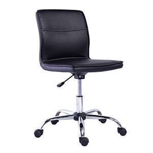 lot 2642 image: Amazon Basics Modern Armless Office Desk Chair - Height Adjustable, 360-Degree Swivel, 275Lb Capacity - BlackChrome