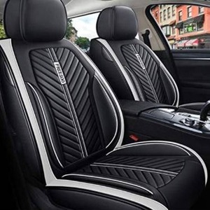 lot 2658 image: FREESOO Car Seat Covers Leather, Seat Cover Full Set Waterproof Automotive Cushion Protector Accessories Airbag Compatible Universal Fit for 5 Seats Vehicle (Black White 7)