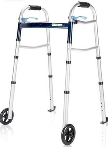 lot 2660 image: OasisSpace Compact Folding Walker, with Trigger Release and 5 Inches Wheels for The Seniors Accessories Included Narrow Lightweight Supports up to 350 lb