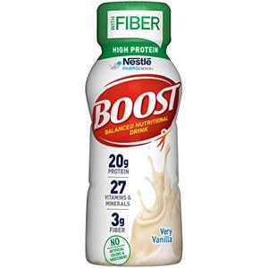 lot 2664 image: BOOST High Protein with Fiber Complete Nutritional Drink, Very Vanilla, 8 fl oz Bottle(Pack of 24)