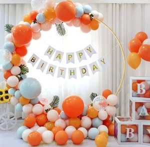 lot 2671 image: SKOLOO Balloon Arch Stand Kit for Floor, 8.3 ft Metal Circle Balloon Arch Kit with Base, Ballon Arch Holder Assembly Kit for Wedding Birthday Graduation Party Company Events Round Backdrop Stand