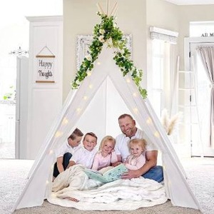lot 2694 image: Tiny Land Teepee Tent for Adults, Huge Teepee with Mat & Lights String & Carry Bag, 87 H - 5 Sides Canvas Large Teepee, Wedding Teepee, Beach Tent, Indoor Outdoor Dcor, Patio Dcor