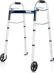 lot 2698 image: OasisSpace Compact Folding Walker, with Trigger Release and 5 Inches Wheels for The Seniors Accessories Included Narrow Lightweight Supports up to 350 lb
