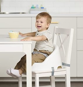 lot 2701 image: Regalo Baby Basics Booster Seat, White, Three-Point Safety Harness, Easily Wipeable, Sturdy & Durable Plastic