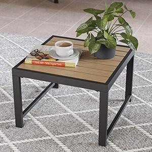 lot 2711 image: Edenbrook Cliffside Metal Patio Furniture - Mix and Match Table Outdoor Furniture Pieces, Metal Table with Wood Top