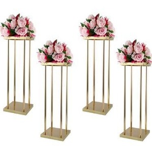 lot 2721 image: 4PCs Wedding Flower Stand Centerpieces for Floral Arrangement, 31.5 in Tall Metal Flower Vase Stand for Wedding, Party, Events Reception Table Decor, Gold Rectangular Flower