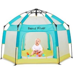 lot 2755 image: Bend River Baby Playpen with Canopy, Portable Baby Beach Tent, Toddler Play Yard Indoor and Outdoor, Foldable Mosquito Net for Infant