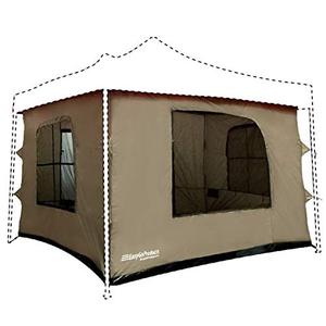 lot 2757 image: Camping Tent attaches to any 10x10 Easy Up Pop Up Canopy Tent with 4 Walls, PVC Floor, 2 Doors and 4 Windows - solid Roof - Standing Tent - Family Room Tent - TENT FRAME AND CANOPY NOT INCLUDED
