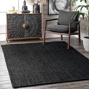 lot 2809 image: nuLOOM Rigo Hand Woven Farmhouse Jute Area Rug, 3 x 5, Black