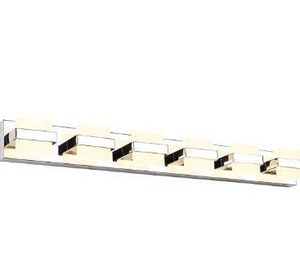 lot 2818 image: SOLFART Dimmable Modern 41 inch LED Vanity Light Bathroom Vanity Lights Over Mirror Chrome Finishing Acrylic Wall Lighting 3000k Warm 6 Lights