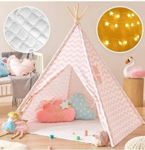 lot 2829 image: Tiny Land Kids-Teepee-Tent with Soft Mat & Star Lights String, Cotton Kids Play-Tent, for 3,4,5,6 Years Old Girls, Indoor Outdoor Playhouse & Fort, Learning Toy for Toddlers