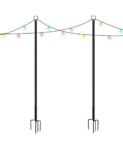 lot 2831 image: Brillihood Outside String Light Poles, 9Ft Sturdy 4-Prong Fork Pole Stand for Hanging String Lights  Used for Patio, Backyard, Courtyard Garden, Christmas, Caf Wedding Light Dcor