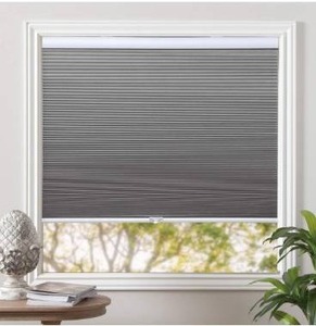 lot 2840 image: Cordless Cellular Blinds Blackout Shades Honeycomb Blinds Window Fabric Blinds Grey-White, 34x64 inch