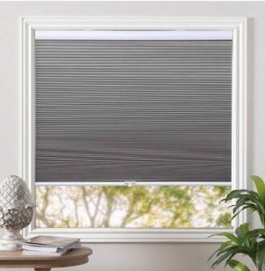 lot 2841 image: Cordless Cellular Blinds Blackout Shades Honeycomb Blinds Window Fabric Blinds Grey-White, 34x64 inch