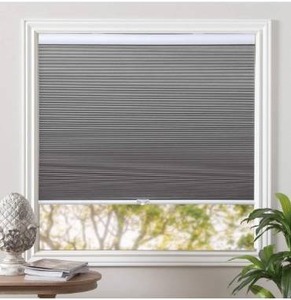 lot 2843 image: Cordless Cellular Blinds Blackout Shades Honeycomb Blinds Window Fabric Blinds Grey-White, 34x64 inch