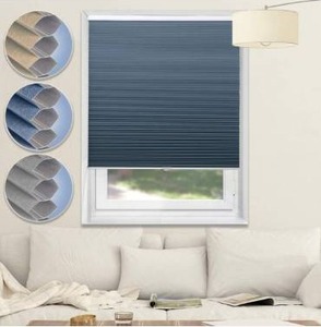 lot 2844 image: Blackout Cellular Shades Cordless Window Blinds and Shades Pull Up Honeycomb Shades for Home, Blue, 31 W x 64 H