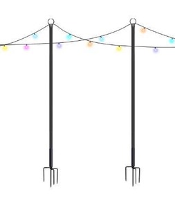 lot 2851 image: Brillihood Outside String Light Poles, 9Ft Sturdy 4-Prong Fork Pole Stand for Hanging String Lights  Used for Patio, Backyard, Courtyard Garden, Christmas, Caf Wedding Light Dcor, 2-Pack