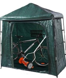 lot 2858 image: Bravindew Storage Tent Bike Storage shed Waterproof Garden Backyard Storage Buildings Sheds Heavy Duty Space Saving All Season Reusable Bike Shed with Waterproof Cover