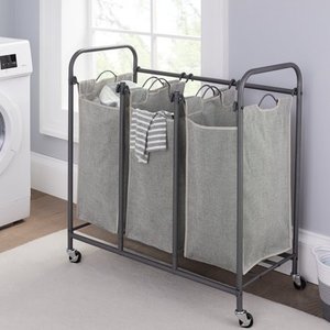 lot 45139 image: Better Homes and Gardens Oversized 3 Bag Wheeled Laundry Sorter