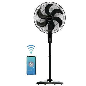 lot 45174 image: Comfort Zone 18in. Smart WiFi Pedestal Fan,Black