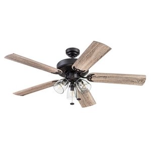 lot 45211 image: Better Homes and Gardens 52 Oil- Rubbed Bronze 3 Light 5-Blade Ceiling Fan