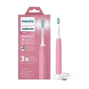 lot 45213 image: Philips Sonicare 3100 Power Toothbrush Rechargeable Electric Toothbrush with Pressure Sensor, Deep Pink