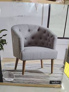 lot 45223 image: Better Homes and Gardens Gray Tufted Barrel Back Accent Chair