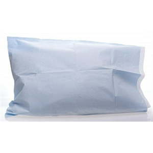 lot 31350 image: Pillowcase, 21 x 30, Tissue Poly, Blue, 100cs, Provides a c omfortable, reliable, hygenic barrier.