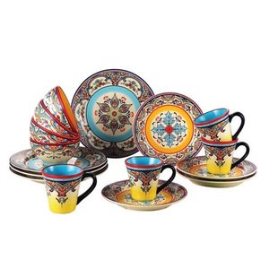lot 31951 image: Euro Ceramica Zanzibar 16 Piece Assorted Dinnerware Set, Blue