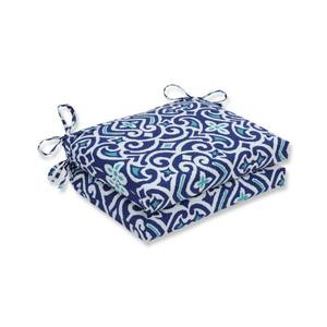 lot 31976 image: New Damask Marine Squared Corners Seat Cushion, Set of 2