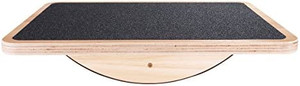 lot 31989 image: StrongTek Professional Wooden Balance Board, Rocker Board, Wood Standing Desk Accessory, Balancing Board for Under Desk, Anti Slip Roller, Core Strength, Stability, Office Wobble Boards
