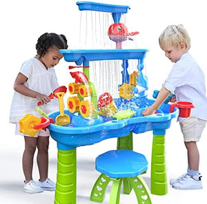 lot 32019 image: ConeWhale Kids Sand Water Table for Toddlers, 3-Tier Sand Table and Water Play Table, Kids Beach Toys Activity Sensory Play Table Outdoor Toys for Toddler Boys Girls Age 1-3