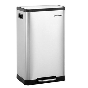 lot 32033 image: SONGMICS Trash Can 12 Gal (45L) Pedal Garbage Can Silver