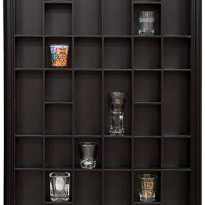 lot 32047 image: Gallery Solutions 17x21 Shot Glass Display Case with Hinged Front Black
