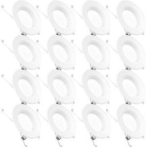 lot 45954 image: Sunco Lighting 16 Pack 56 Inch LED Can Lights Retrofit Recessed Lighting, Baffle Trim, Dimmable, 6000K Daylight Deluxe, 13W75W, 965 LM, Damp Rated, Replacement Conversion Kit �� UL