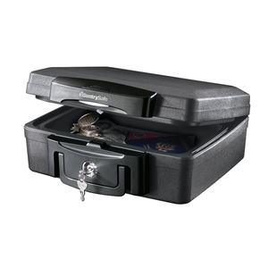 lot 46831 image: SentrySafe H0100 Fire-Resistant Box Safe and Water-Resistant Safe with Key Lock 0.17 Cu. ft. Black
