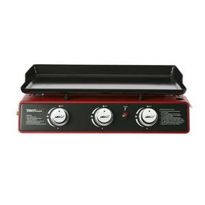 lot 46844 image: Royal Gourmet PD1301R Portable Table Top 24-Inch Gas Grill 3-Burner Griddle with Cover 25 500 BTUs for Outdoor Cooking while Camping or Tailgating Red