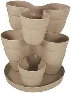 lot 46881 image: EMSCO Bloomers Stackable Flower Tower Planter �� Holds up to 9 Plants �� Great both Indoors and Outdoors �� Terra Cotta only one bottom