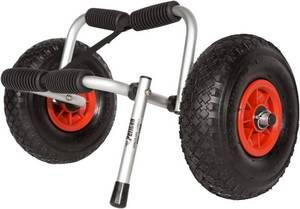 lot 46885 image: Pelican - Universal Canoe, Kayak & Stand Up Paddle SUP Cart Carrier - Fold Together Trolley with Wide Removable Inflatable Tires